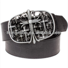 Vintage Cross buckle véritable ceinture de cuir ceinture creuse en forme de boucle 4 couleurs personnalisables